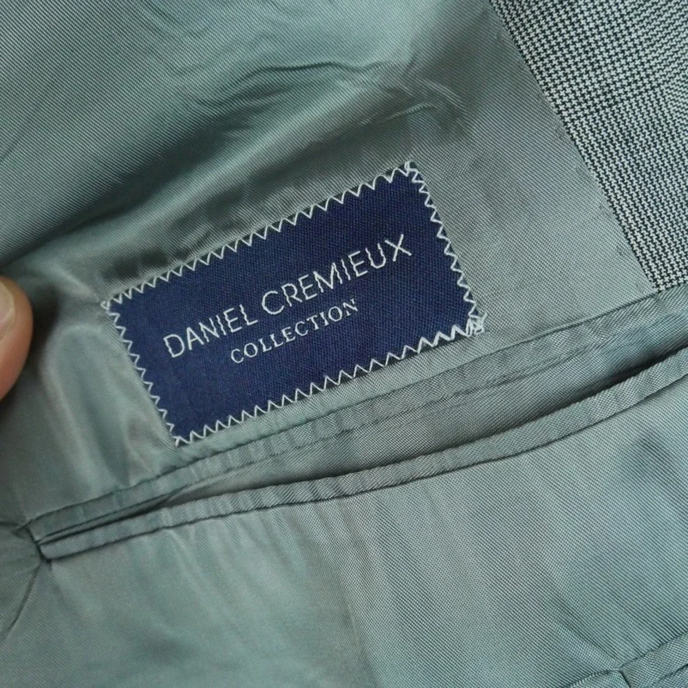 Daniel Cremieux Loro Piana Grey Glen Plaid Blazer Sport Coat Mens 44L Vintage